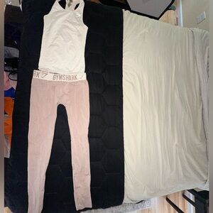 Gymshark Women's Cream and Tan Leggings Set